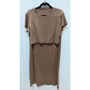 Lybiogs Brown Crop T-Shirt & Maxi Skirt Set Y2K